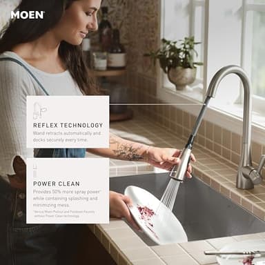 Moen Riley Chrome Motionsense Wave Sensor Touchless One Handle Pulldown Kitchen Faucet Featuring Power Clean, 7402EW - Image 4