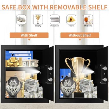 3.0 Cuft Fireproof Safe for Home Use, Digital Home Safes Fireproof Waterproof with Programmable Keypad, Backup Keys and Alarm System, Anti-Theft Home Security Safe Box for Document Money Medicines - Image 5