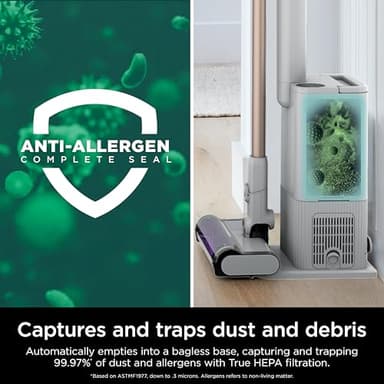 Shark Detect Clean & Empty Auto-Empty System - Lightweight Cordless Vacuum Cleaner with HEPA Filter, Portable Handheld Attachment, Crevice Tool, Ideal Stick Vacuum for Pet Hair, White, IW3511 - Image 9