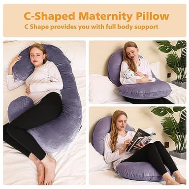 Chilling Home Pregnancy Pillows, C Shaped Full Body Pillow Maternity Pillow for Women 55 inch, Pregnancy Pillows for Sleeping Pregnant Must Have with Removable Cover - Image 4