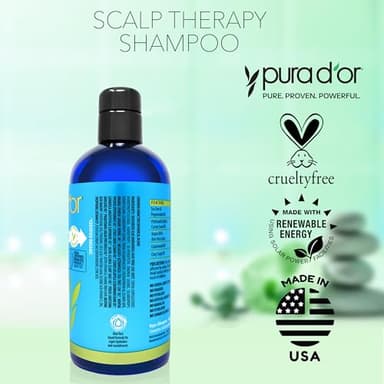 PURA D'OR Therapy Shampoo (16oz) Hydrates & Nourishes - Scalp Care Shampoo For Itchy Flaky Scalp w/ Tea Tree, Peppermint, Patchouli, Cedarwood, Clary Sage, Argan Oil (Packaging may vary) - Image 6