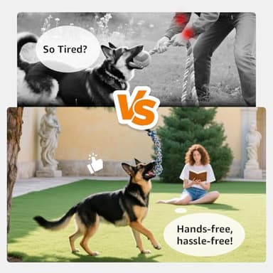 LOOBANI Outdoor Bungee Tug Toy, Dog Toy Hanging from Tree for Small to Large Dogs, Interactive Exercise Play Cord & Tether with Chew Rope Toy (Tree Stump Tug of War-Black) - Image 6