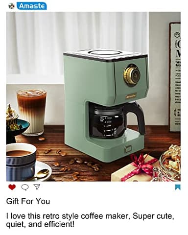 Amaste Drip Coffee Maker, Coffee Machine with 25 Oz Glass Coffee Pot, Retro Style Coffee Maker with Reusable Filter & Three Brewing Modes, 30minute-Warm-Keeping, Matcha Green - Image 7