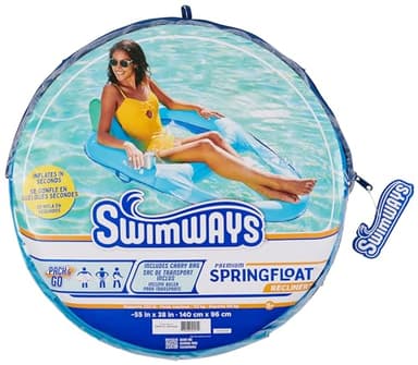 SwimWays Spring Float Premium Recliner Pool Lounger, Inflatable Pool Floats Adult with Fast Inflation for Ages 15 & Up, Sky Blue - Image 7