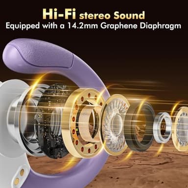 HAOYUYAN Wireless Earbuds, Sports Bluetooth Headphones, 80Hrs Playtime Ear Buds with LED Power Display, Noise Canceling Headset, IPX7 Waterproof Earphones for Workout/Running (Purple) - Image 3