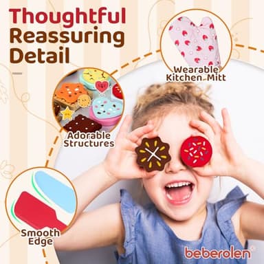 Wooden Cookie Play Food Set for Kids Kitchen Accessories Food Toys for Toddlers 1-3 Pretend Play Slice and Bake Gift for 3 4 5 Years Old Girls and Boys Toddler Learning Toys - Image 3