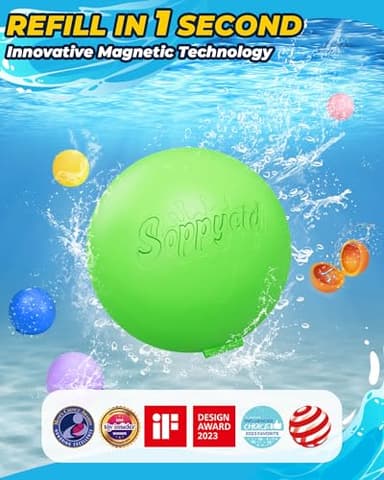 SOPPYCID Reusable Magnetic Water Balloons：16 Pack Refillable Water Bomb Splash Balls Self Sealing Quick Fill - Latex-Free Silicone Water Toys for Kids Adults - Water Games Outside Beach Pool Party - Image 2