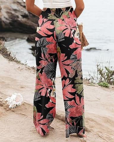 Angerella Womens Elastic High Waisted Palazzo Pants Casual Wide Leg Long Lounge Pant Trousers with Pocket - Image 6