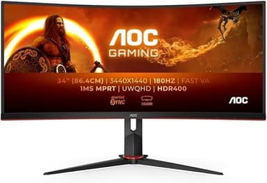 AOC CU34G2XP/BK Gaming Monitor - 34" WLED Curved Monitor - 180Hz Refresh Rate, 5ms Response Time (Renewed) - Image 2