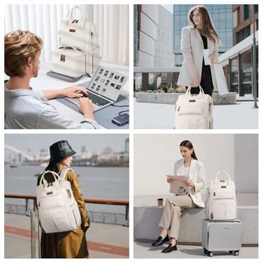 Maelstrom Travel Backpack for Women Men,Laptop Backpack Fits 15.6-17.3 Inch Laptop, Nurse/Teacher/Work Bag with Insulated Lunch Box,Water Resistant Carry On Backpack,Beige - Image 9