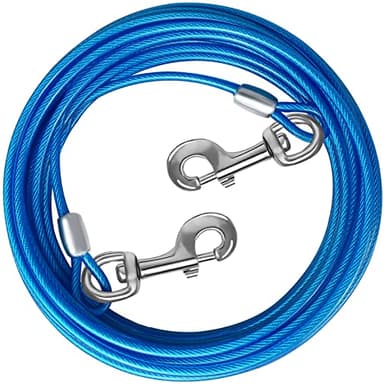 HaiYUAN Dog Tie Out Cable 10/15/20/25/30 FT Runner for Yard Steel Wire Cable with Durable Superior Clips Blue Chains for Outside Dog Lead for Large Up to 165 Lbs - Image 1
