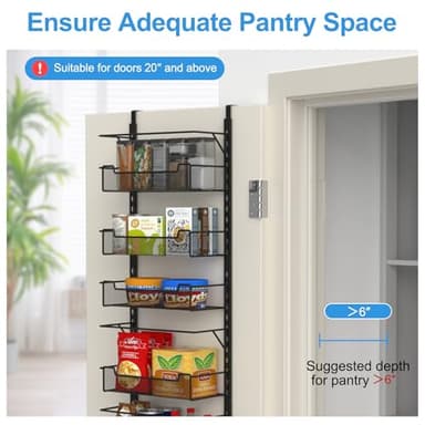 VyGrow Over the Door Pantry Organizer, 8-Tier Over the Door Organizer with Adjustable Basket, Pantry Door Organization for Pantry Kitchen Storage Room Spice Rack, Black - Image 4