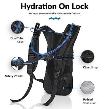 Road Runner Hydration Backpack – Lightweight Water Backpack with 2L Bladder - 12L Hydration Pack for Running, Hiking, Cycling & Outdoor Adventures - Image 3
