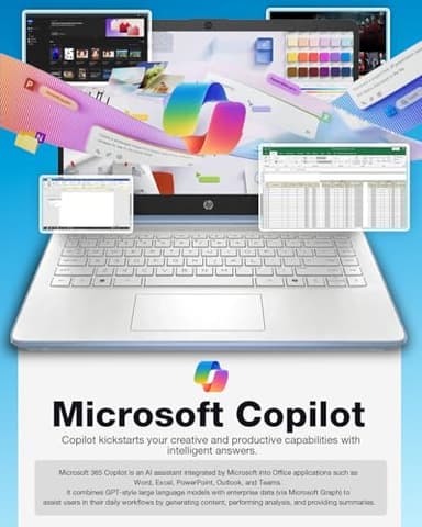 HP Slim Laptop for Business & Student - Windows 11 Pro • 1-Year Microsoft Office 365 • 14 inch HD • Intel Quad-core CPU • 16GB RAM, 128GB UFS, 256GB Micro SD • Sleek Design Portable Laptop • Sky Blue - Image 5