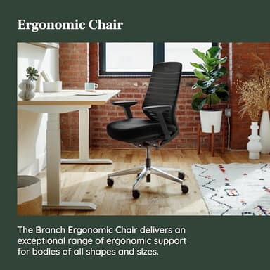 Branch Ergonomic Chair - A Versatile Desk Chair with Adjustable Lumbar Support, Breathable Mesh Backrest, and Smooth Wheels - Experience Optimal Comfort and Support - All Black - Image 4