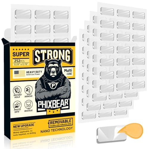 PHIXBEAR Large Mounting Putty No Residue, Double Sided Tape Glue Adhesive Dots Clear Museum Sticky Tack, Picture Hanging Strips Fixed Posters Decor Art Craft Party, 0.39 x 0.78 in (252 Pcs) - Image 1