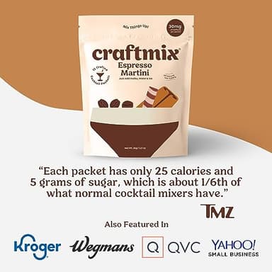 Craftmix Espresso Martini Cocktail & Mocktail Drink Mixer, Skinny Mixes - Water Flavoring Packets - Made With Real Coffee Beans - Vegan, Low-Carb, Low-Sugar, Non-GMO, Dairy Free, Gluten Free, 12 Pack - Image 8