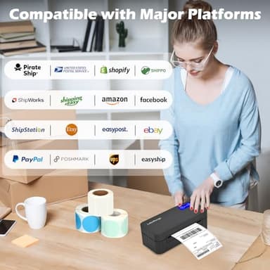 Bluetooth Thermal Label Printer for Mac, Windows, Phone, Tablet, Wireless 4x6 Shipping Label Printer for Shipping Packages, Support USPS, Ebay, Amazon, Pirate Ship - Image 5