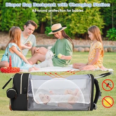 JSTPRO Diaper Bag Backpack, Large Diaper Bag with Changing Station, Baby Bag, New Mom Gifts, Lightweight Waterproof Unisex Diaper Bag with Insulated Pockets and USB Charging Port, Black - Image 4