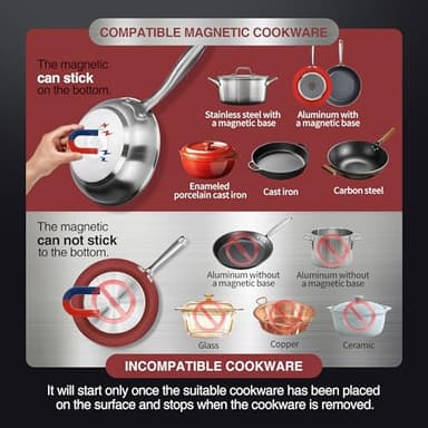 ChangBERT Induction Cooktop, Commercial Grade Portable Cooker, Large 8” Heating Coil, Premium Stainless Steel Countertop Burner with NSF Certified, 10 Hours Timer Powerful 1800W Professional Hot Plate - Image 6
