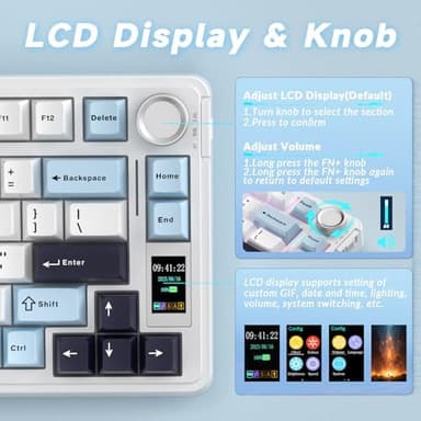 AULA S75 PRO Wireless Mechanical Keyboard with Screen&Knob, 75% Hot Swappable Gaming Keyboard with Pre-lubed Switches, RGB Backlit, PBT Keycaps Creamy Sounding Pc Gaming Keyboards - Image 5