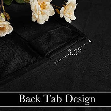 RYB HOME Velvet Curtains 120 inches - Blackout Heavy Duty Curtains Soft Luxury Back Tap Window Covering Privacy Blinds for Kids Room Bathroom Bedroom, Black, W52 x L120 inches, 2 Panels - Image 4