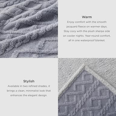 Bedsure Waterproof Dog Blankets for Bed - Pet Blanket for Bed Couch Protector Washable, Premium Jacquard Coral Fleece Cat Throw Blanket, Soft Plush Reversible Furniture Protection, King, 86x108, Grey - Image 3