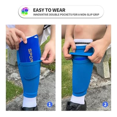 ATHCISE Kids Youth Soccer Shin Guards with Sleeves, Slip in Shinguards Soccer Shin Pads for 3-15 Years Old Boys Girls Child Teens - Image 2