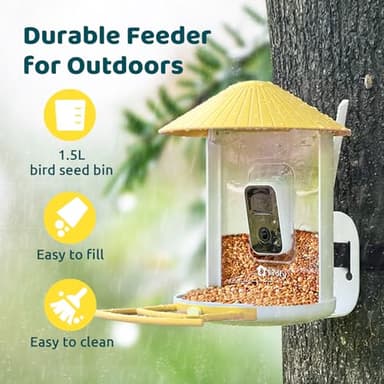 NETVUE by Birdfy Smart Bird Feeder with Camera, Bird Watching Camera, Auto Capture Motion Videos & Instant Notifications, Wireless Camera for Outdoor, Ideal Gift for Backyard Birder, Yellow - Image 5