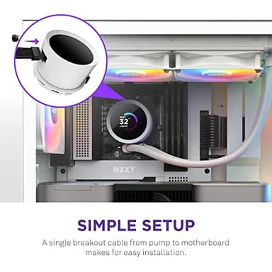 NZXT Kraken 240 RGB - 240mm AIO CPU Liquid Cooler - RL-KR240-W1 - Customizable 1.54" Square LCD Display for Images, Performance Metrics - High-Performance Pump - White - Image 7