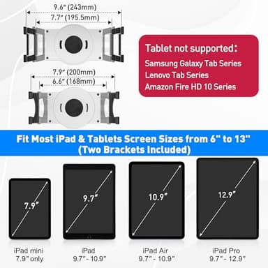 AboveTEK Retail Kiosk iPad Stand, 360° Rotating Commercial POS Tablet Stand, Fits 6"-13" (Screens) iPad mini Pro-Business Swivel Tablet Holder, for Store Office Reception Kitchen Desktop (White) - Image 3