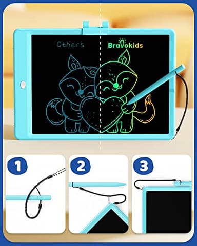 Bravokids Toys for 3-6 Years Old Girls Boys, LCD Writing Tablet 10 Inch Doodle Board, Electronic Drawing Pads, Educational Birthday Gift for 3 4 5 6 7 8 Years Old Kids Toddler (Blue) - Image 2