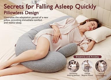 Momcozy Pregnancy Pillows, Original F Shaped, with Air Layer Cover, Grey - Image 3