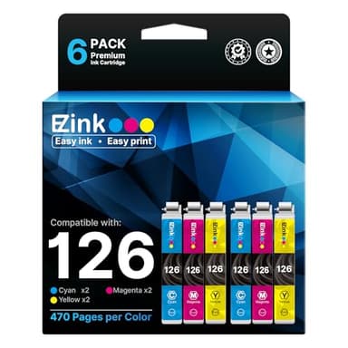 E-Z Ink Remanufactured 126 Ink Cartridges Replacement for Epson Ink 126 to Use with Workforce WF-3520 WF-3530 WF-3540 WF-7010 WF-7510 WF-7520 for Stylus NX330 NX430 60 435 520 545 630 633 (6 Pack) - Image 1