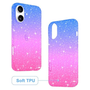 JJGoo Compatible with iPhone 16 Plus Case Clear Glitter, Sparkle Soft TPU Transparent Shockproof Women Girls Slim Bling Sparkly Bumper Cover Phone Case for iPhone 16 Plus 6.7-Inch - Image 5