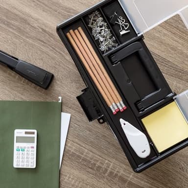 IRIS USA Slim Portable Letter/Legal File Tote Box, 4 Pack, BPA-Free Plastic Storage Bin with Organizer-Lid, Durable, Secure Lid and Handle, Black - Image 4