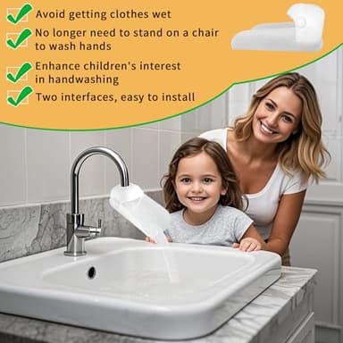 KOMIDK Faucet Extender for Bathroom Sink Faucet Extender for Toddlers Bathroom Sink Kitchen Bathtub (White) - Image 7