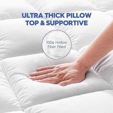 USKRIGE Cal King Mattress Topper, Extra Thick Cooling Mattress Pillowtop for Back Pain, Plush Mattress Pad Protector with 8-21 Inch Elastic Deep Pocket 6d Down Alternative Filling - Image 2