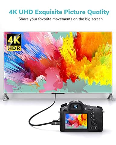 KELink Mini HDMI to HDMI Cable 3.3FT, [Aluminum Shell, Braided] High Speed 4K 60Hz HDMI 2.0 Cord, Compatible with Camera, Camcorder, Tablet and Graphics/Video Card, Laptop, Raspberry Pi Zero W - Image 3