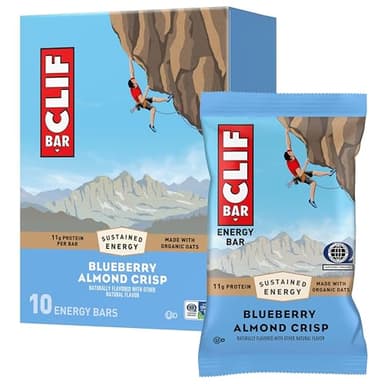 CLIF BAR - Blueberry Almond Crisp - Made with Organic Oats - Energy Bars - Non-GMO - Plant Based Protein Bars (10 Pack) - Image 1