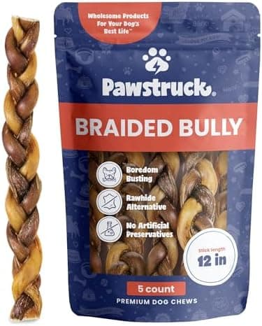 Pawstruck Natural 12" Braided Bully Sticks for Dogs – Tough, Long-Lasting, Rawhide-Free, Low-Odor, Single Ingredient Chew Treat for Aggressive Chewers – 5 Count – Packaging May Vary - Image 3