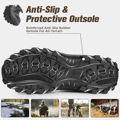 Rubber Boots for Men & Women with Steel Shank, Reliable 6mm Neoprene Waterproof Insulated Rain Boots, Warm Anti-slip High Traction Multi-season Dry Mud Boot for Outdoor Work Hunting, Size 10 - Image 5