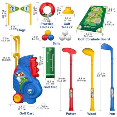 Liberry Toddler Golf Set for 2 3 4 5 Years Old Boys Girls, Upgraded Kids Golf Cart with Golf Cornhole Board & Putting Mat, Indoor and Outdoor Golf Toys Birthday Gift - Image 7