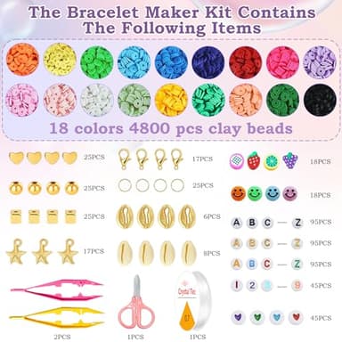 OHOME Stocking Stuffers for Kids - 5300 Clay Beads Bracelet Making Kit,Arts and Crafts for Kids Ages 8-12,Christmas Gifts Crafts Games Toys for 3-10 Year Old Birthday,Travel Essential - Image 3