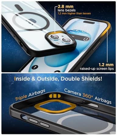 SUCGLES for iPhone 15 Case with MagSafe [Ultra Strong Magnetic] [12FT Military Drop Protection] [Shockproof Bumper] Slim Thin Mag Safe Phone Cover 6.1" for Apple iPhone15 (Black) - Image 6