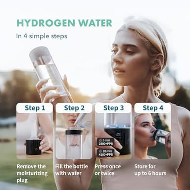 Hydrogen Water Bottle Generator - Up to 4100+ PPB - SPE/PEM Technology - Certified H2 Generator - Portable Athletic Performance & Hydration System - 6-Hour Hydrogen Retention, 10 oz (Black) - Image 7