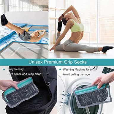 Hylaea No Slip Socks for Yoga Pilates Barre Hospital, Grip Slipper Socks for Pilates, Home, Kickboxing | No Slide, Multi Pack Large X-Large - Image 4