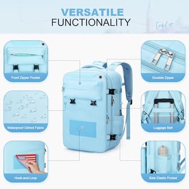 Maelstrom Travel Backpack for Women Men,25L Laptop Backpack Fits 17-Inch Laptop,Waterproof Carry On Backpack for Airplanes with Detachable Crossbody Bag&Shoe Compartment,Light Blue, Medium - Image 5