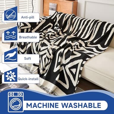 VClife Boho Couch Cover Chenille Couch Cover for 2 Cushion Couch, Dog Sofa Cover with Tassel Washable Loveseat Cover, Non Slip Couch Covers for Sectional Sofa Living Room Furniture Protector, 71x118 - Image 5