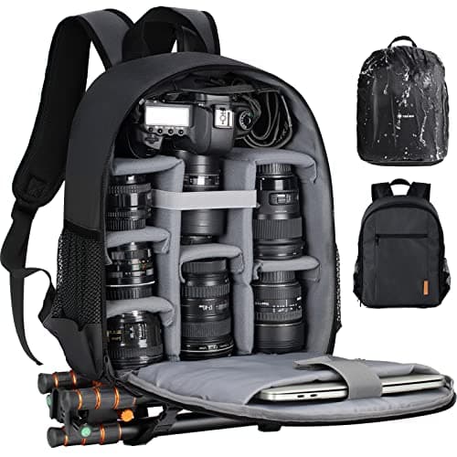 TARION Camera Backpack Bag Small - Professional DSLR Camera Bag Photography Backpack with 13“ Laptop Compartment & Waterproof Rain Cover & Tripod Holder for Photographers (Black TB-S) - Image 1